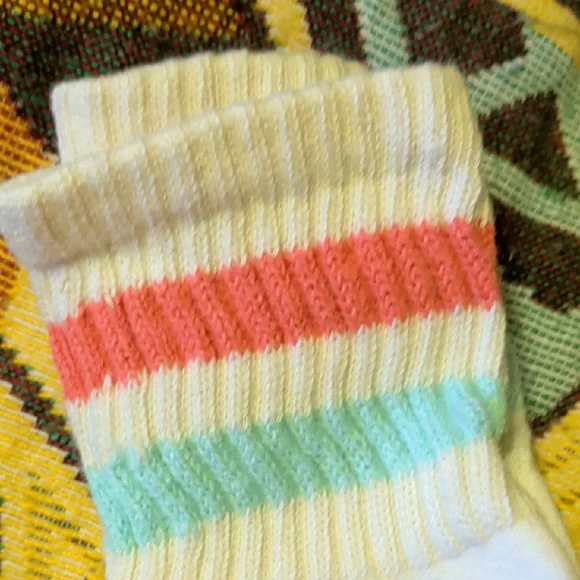 American Trench White Socks with Pink and Green Stripes - Picture 4 of 7